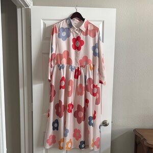 Colorful Floral Button-Up Dress